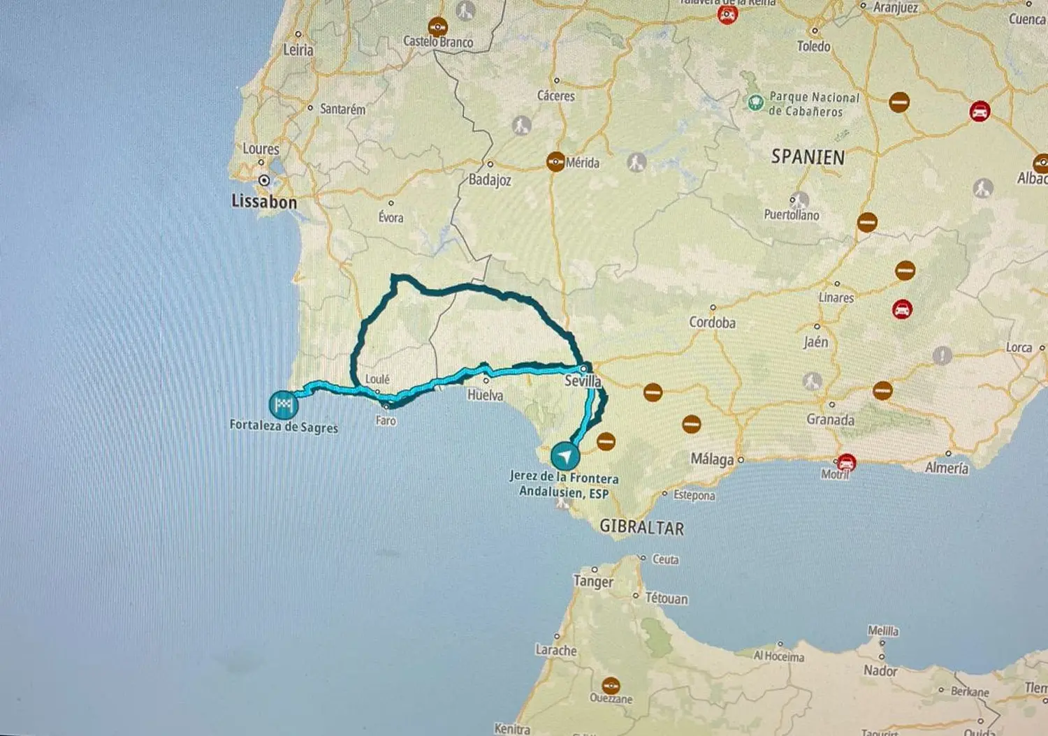 Jerez de la Frontera to Sagres in Portugal by LTO Sprachprüfung