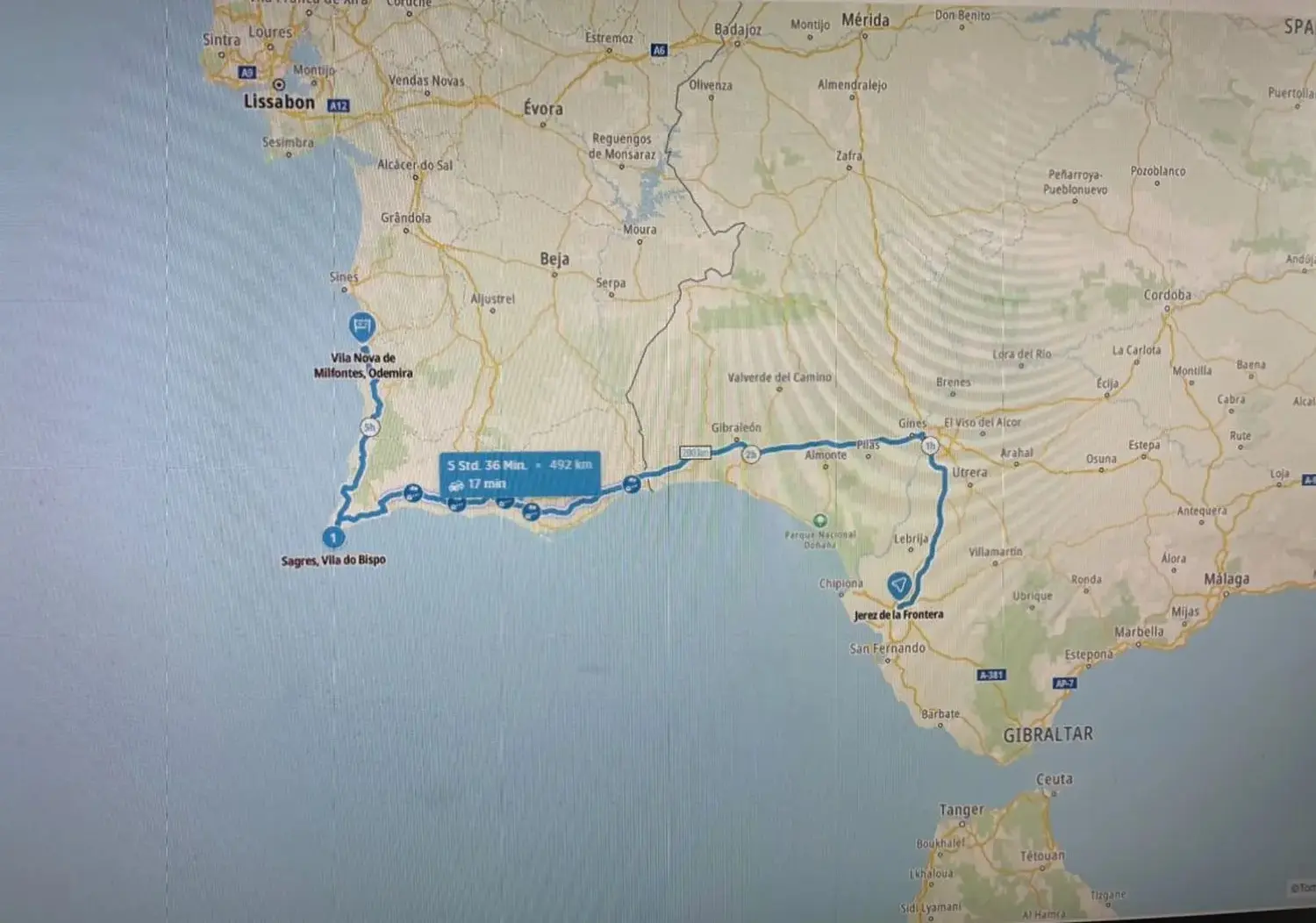 Sagres to Villa nova de Milafontes and then to Evoral by LTO Sprachprüfung